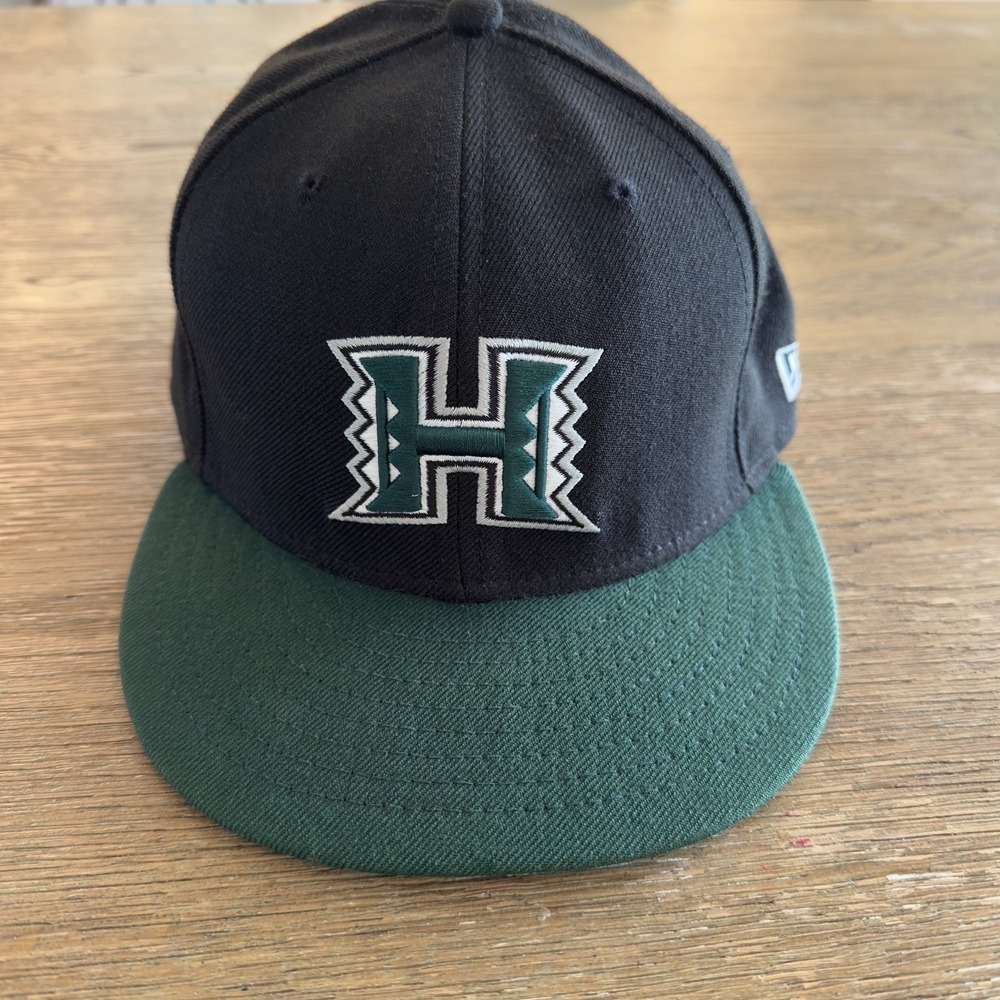 New Era 59 Fifty University Of Hawaii Fitted Cap-Green /Black-100% Wool-USA Made